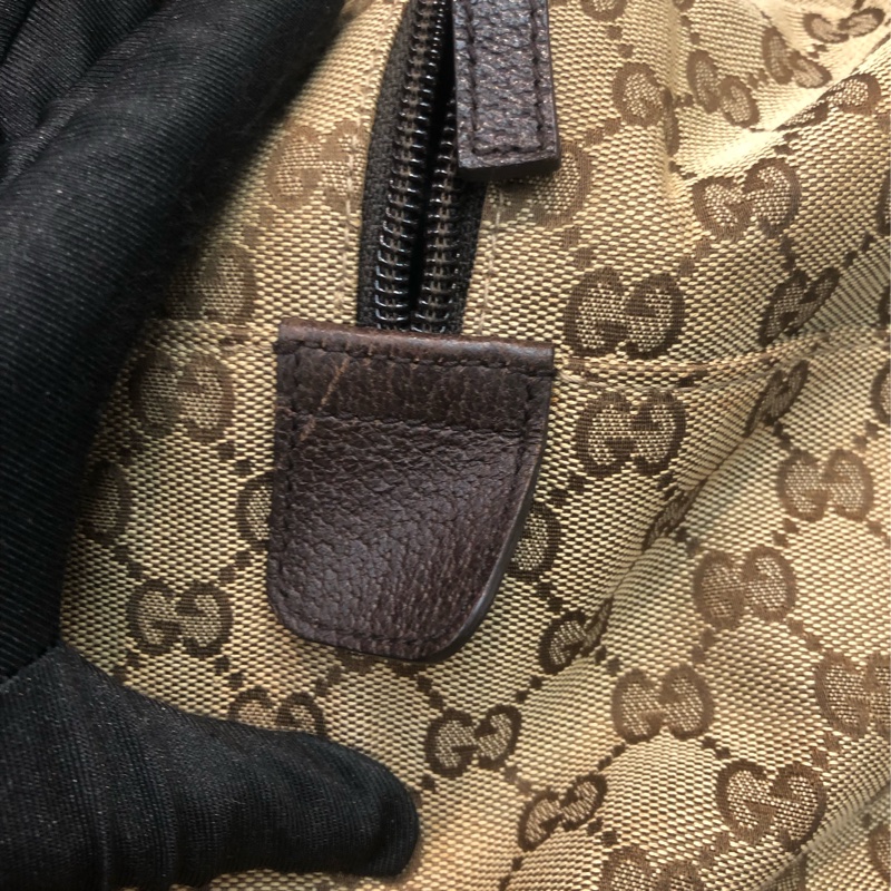 Gucci 布面經典老花 紅綠布帶 旅行袋 XB391-19