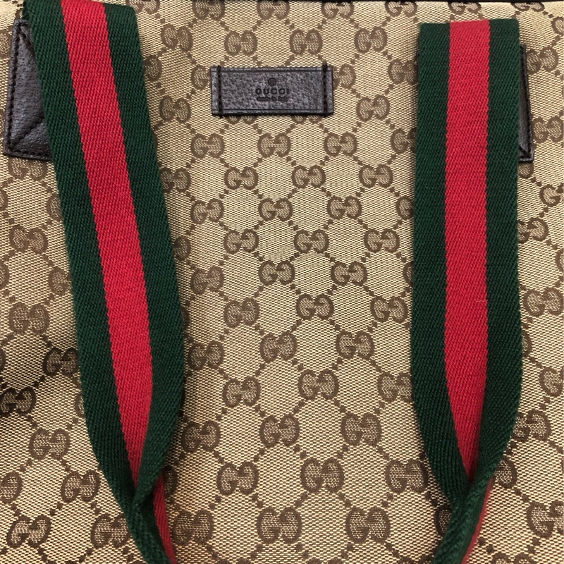 Gucci 布面經典老花 紅綠布帶 旅行袋 XB391-8