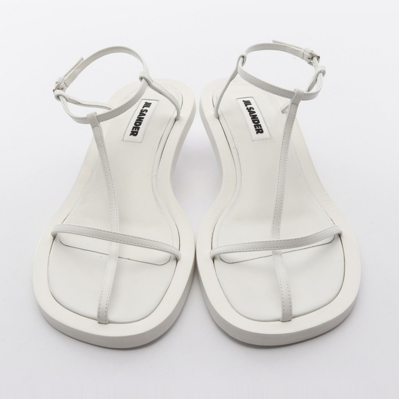 JIL SANDER 多帶涼鞋，白色真皮，37碼，二手女鞋-13