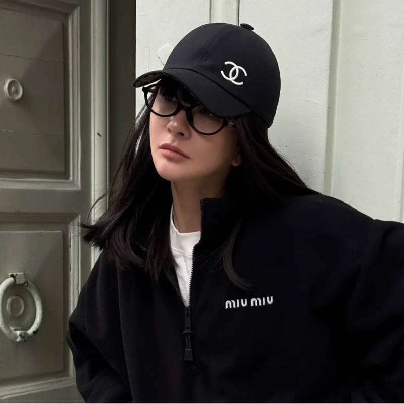 CHANEL 香奈兒棒球帽-25年款時髦鴨舌帽/黑色刺繡 New-0