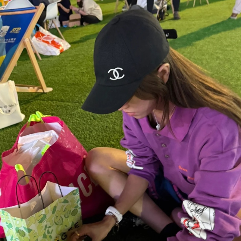 CHANEL 香奈兒棒球帽-25年款時髦鴨舌帽/黑色刺繡 New-1