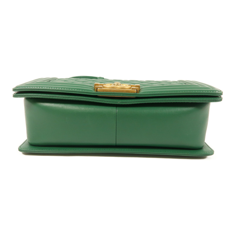 CHANEL 羊皮皮革Boy 25金扣鏈帶肩背袋-3