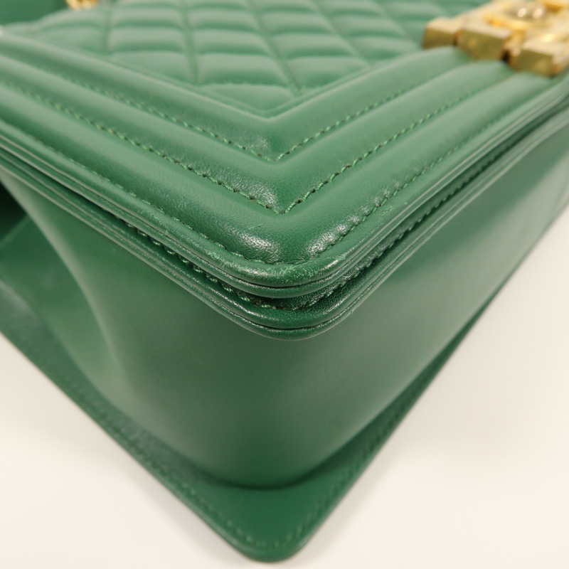 CHANEL 羊皮皮革Boy 25金扣鏈帶肩背袋-9