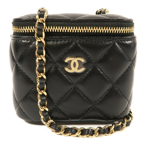 CHANEL 羊皮皮革Vanity Bag金扣鏈帶肩背袋