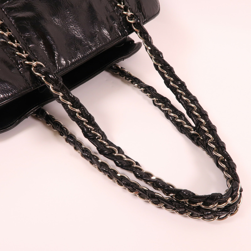 CHANEL 漆皮皮革Shoulder Bag銀扣鏈帶肩背袋-6