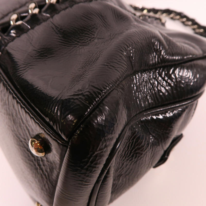 CHANEL 漆皮皮革Shoulder Bag銀扣鏈帶肩背袋-10
