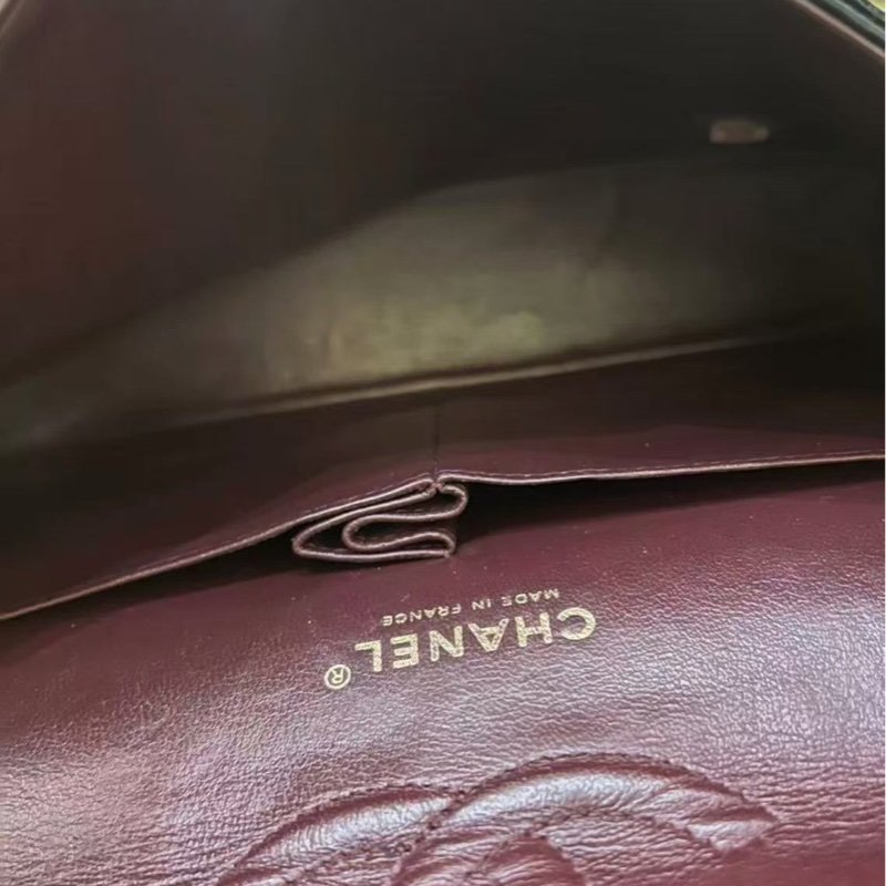 Chanel CF25黑金荔枝皮 無卡 配件塵袋-8