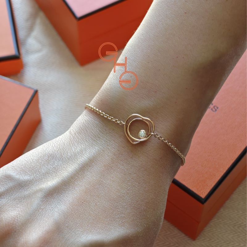 愛馬仕心形帶鑽手鏈/Vertige Coeur bracelet, very small model玫瑰金/SH (全新)-3