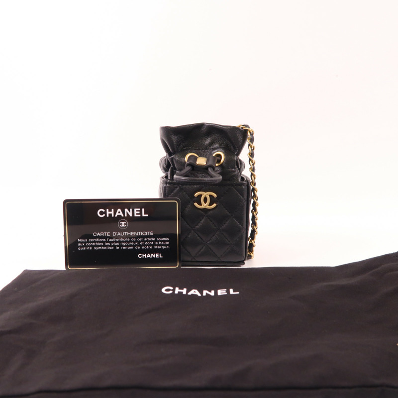 CHANEL 羊皮皮革Mini Bucket Box金扣鏈帶肩背袋-14