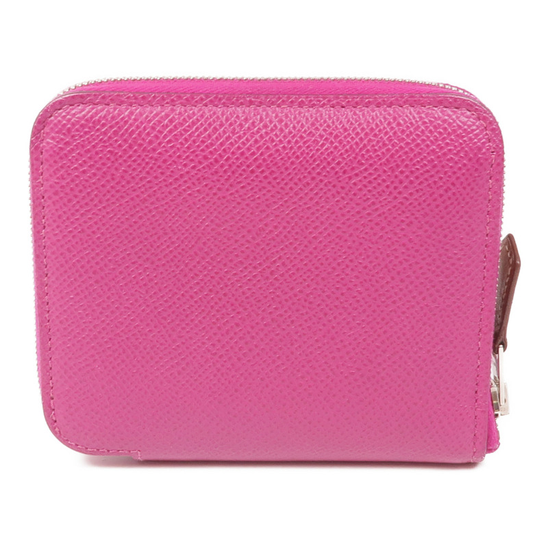 HERMES Epsom皮革Silk In Compact Wallet銀扣錢包L3 Rose Purple-1
