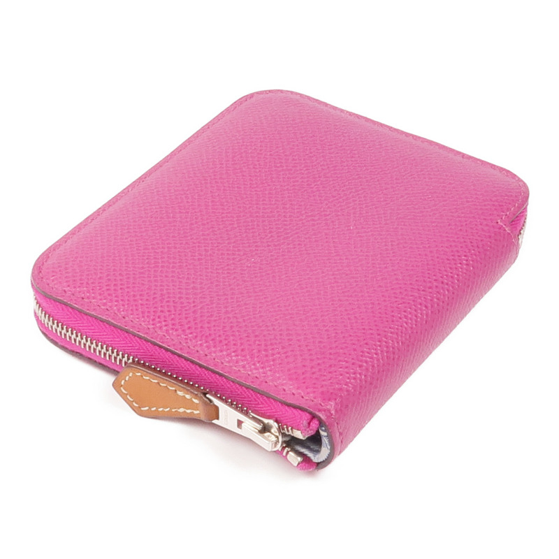 HERMES Epsom皮革Silk In Compact Wallet銀扣錢包L3 Rose Purple-3
