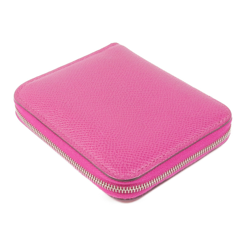 HERMES Epsom皮革Silk In Compact Wallet銀扣錢包L3 Rose Purple-4