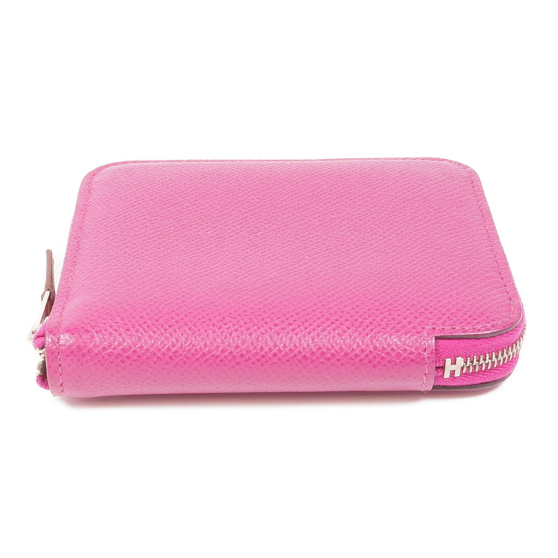 HERMES Epsom皮革Silk In Compact Wallet銀扣錢包L3 Rose Purple-5
