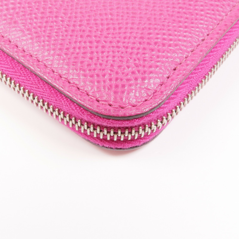 HERMES Epsom皮革Silk In Compact Wallet銀扣錢包L3 Rose Purple-9