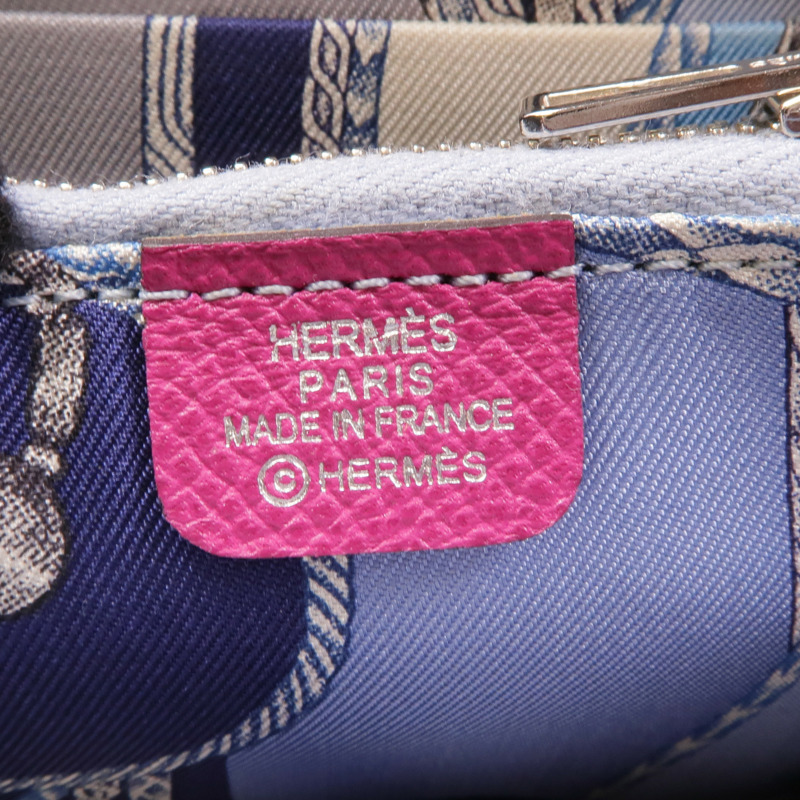HERMES Epsom皮革Silk In Compact Wallet銀扣錢包L3 Rose Purple-13