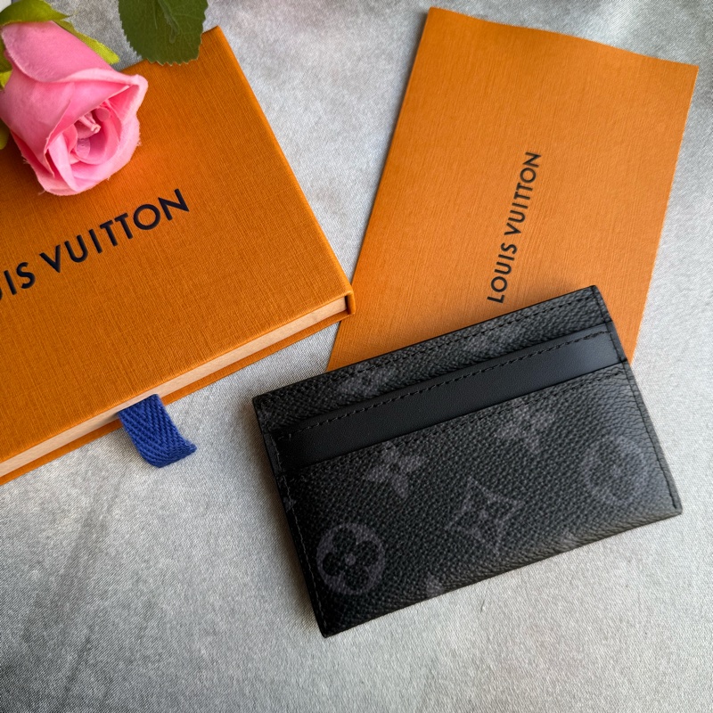Louis Vuitton Double Monogram 塗層帆布及牛皮4卡名片夾/卡片夾(黑灰色) M62170-0