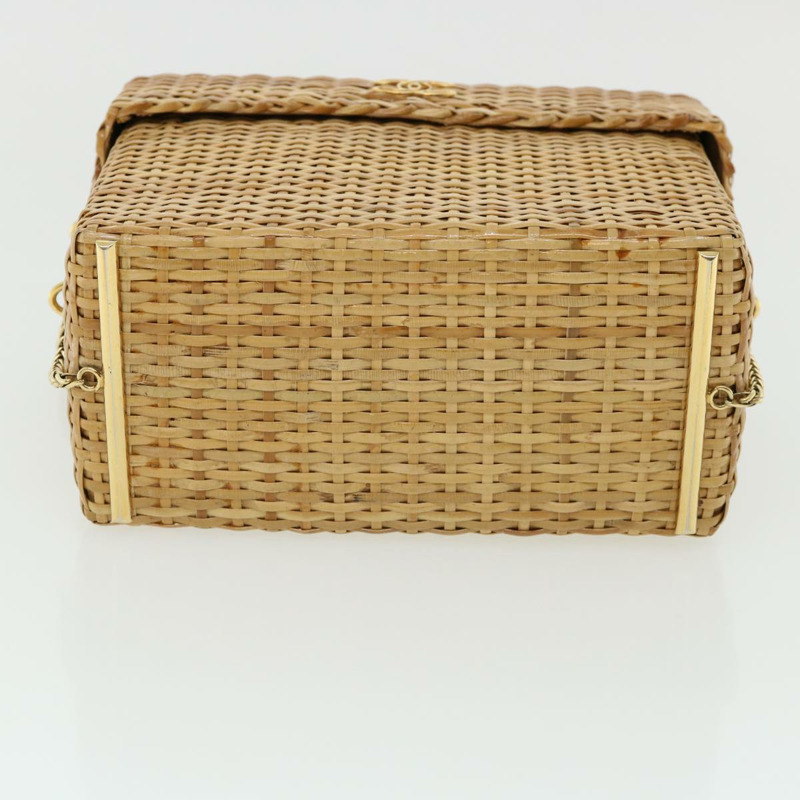 【日本直送】香奈兒 (CHANEL) 籃子鏈條單肩背包，皮革藤編，米色，CC標誌，型號31932SM-4