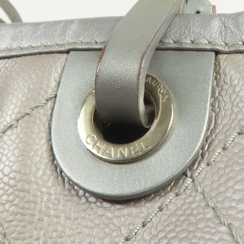 CHANEL 牛皮皮革Shoulder Bag銀扣肩背袋-10