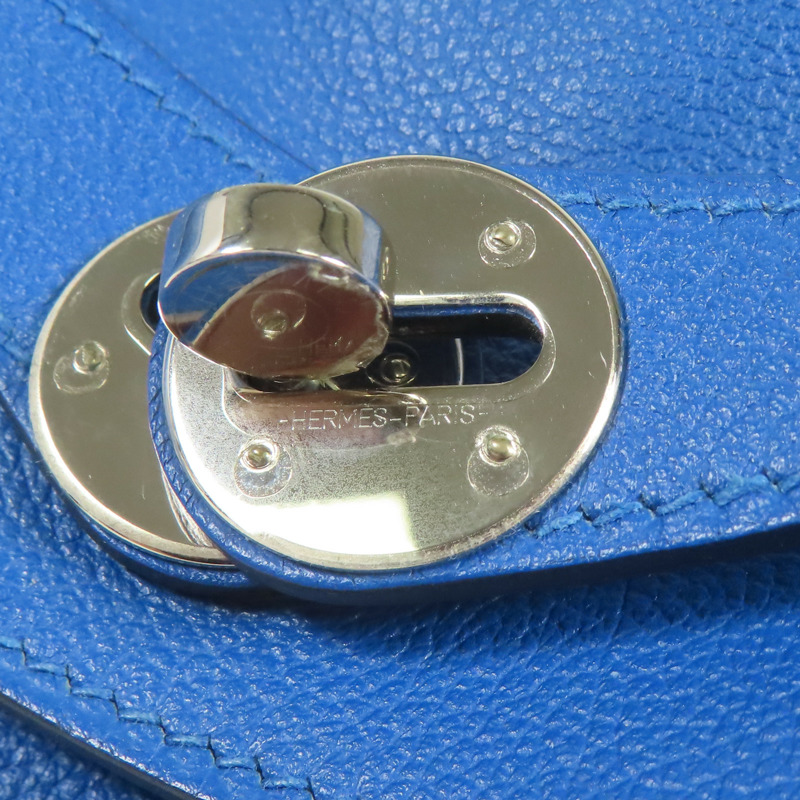 HERMES 【激減優惠】Evercolor皮革Lindy 26銀扣手挽肩背兩用袋Blue Hydra-7