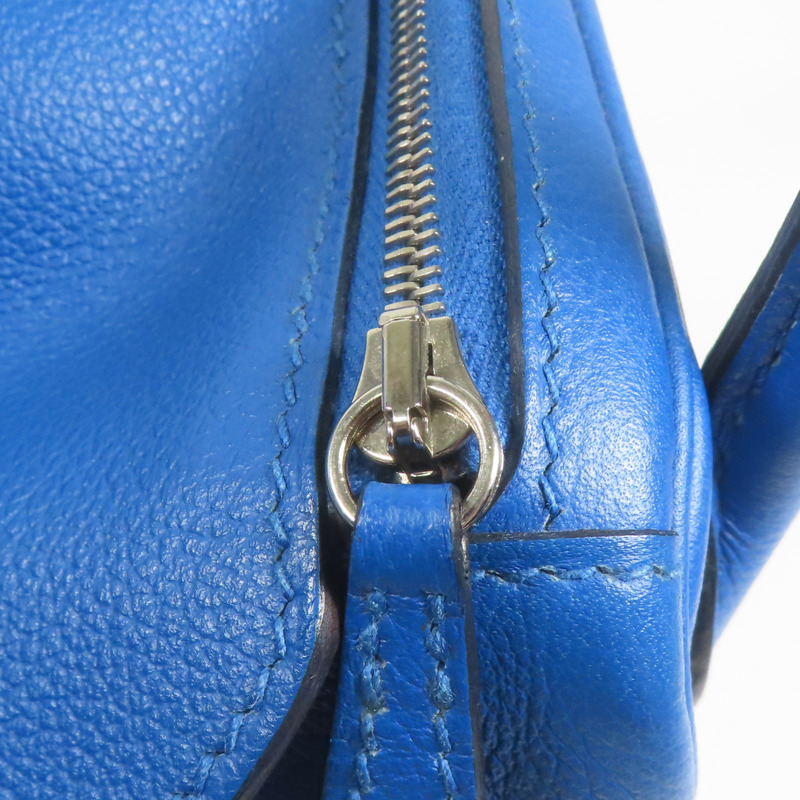 HERMES 【激減優惠】Evercolor皮革Lindy 26銀扣手挽肩背兩用袋Blue Hydra-8