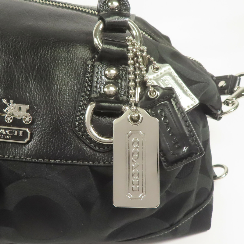 COACH 帆布Shoulder Bag銀扣手挽肩背兩用袋-7