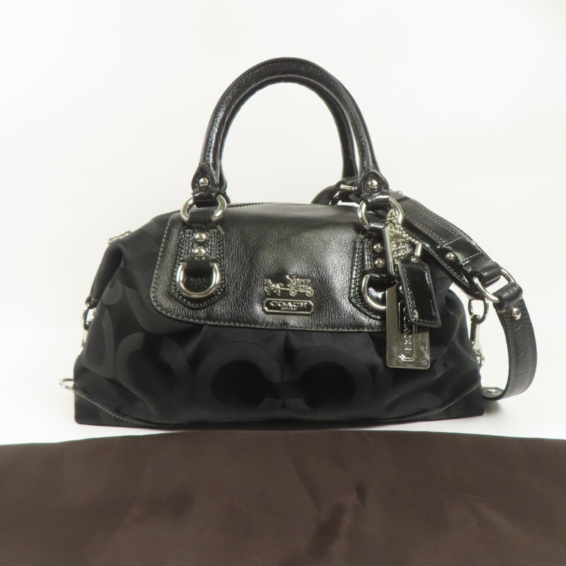 COACH 帆布Shoulder Bag銀扣手挽肩背兩用袋-9