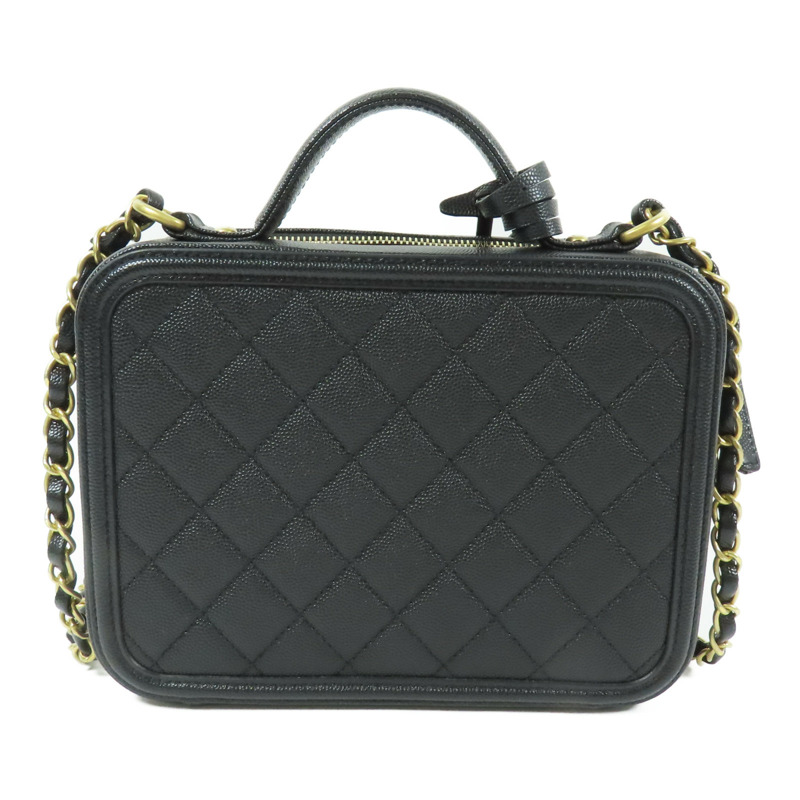 CHANEL 牛皮皮革Vanity Case金扣鏈帶手挽肩背兩用袋-1