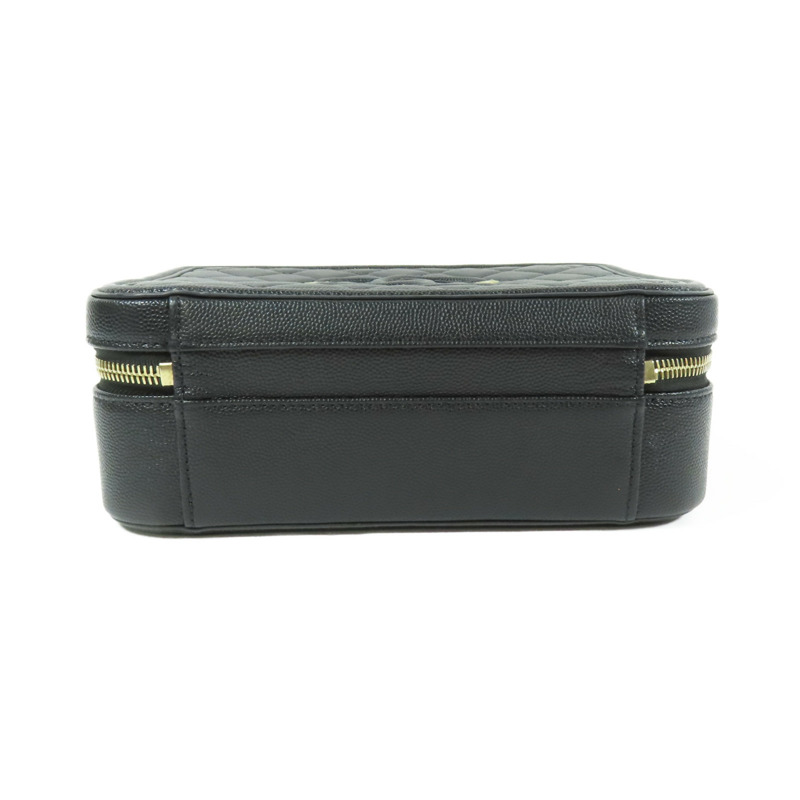 CHANEL 牛皮皮革Vanity Case金扣鏈帶手挽肩背兩用袋-3
