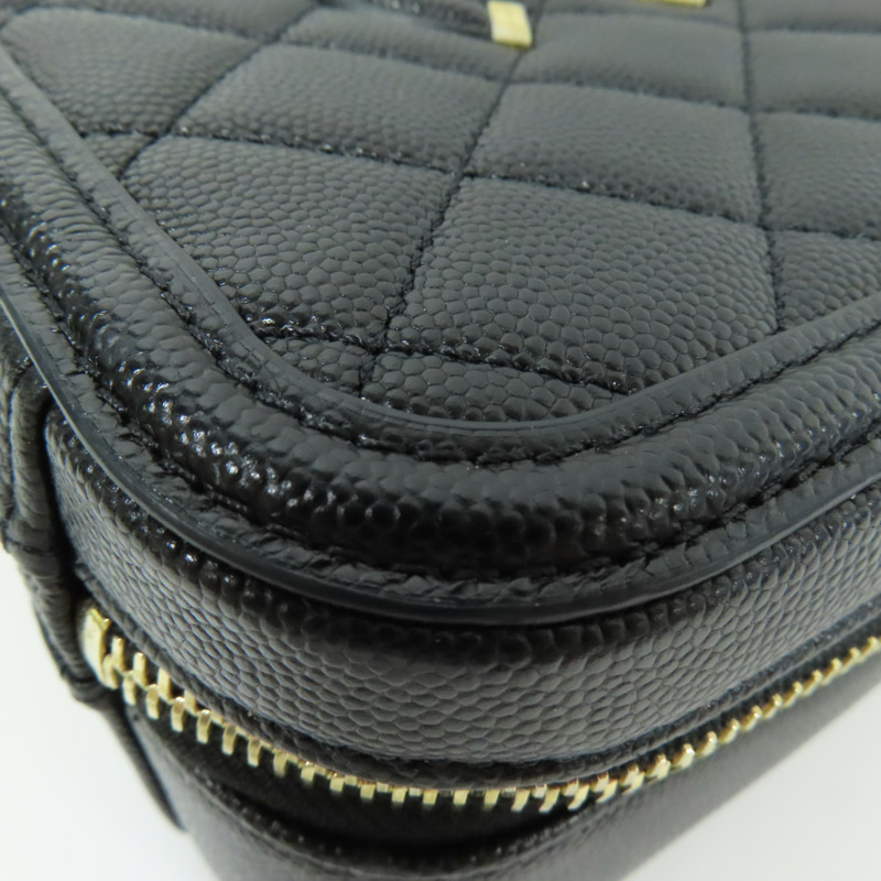 CHANEL 牛皮皮革Vanity Case金扣鏈帶手挽肩背兩用袋-5