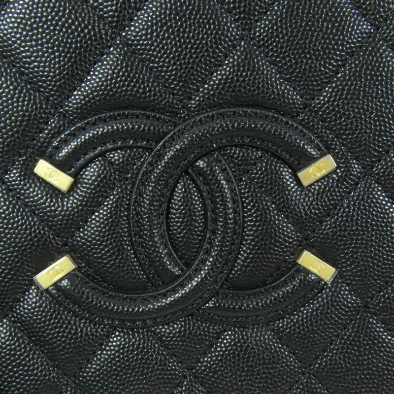 CHANEL 牛皮皮革Vanity Case金扣鏈帶手挽肩背兩用袋-9