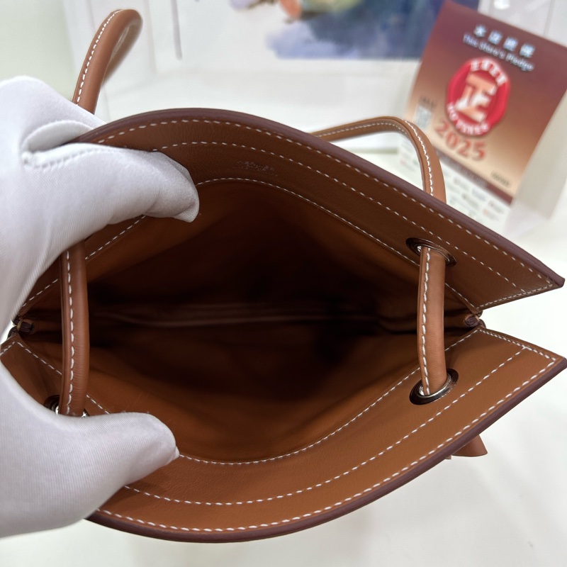 愛馬仕 艾琳 B刻 金棕 銀扣 單肩斜挎包 袁詠儀同款 Hermes Aline Stamp B Gold Color PHW-3