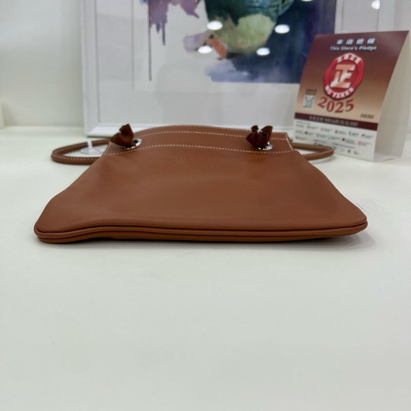 愛馬仕 艾琳 B刻 金棕 銀扣 單肩斜挎包 袁詠儀同款 Hermes Aline Stamp B Gold Color PHW-7