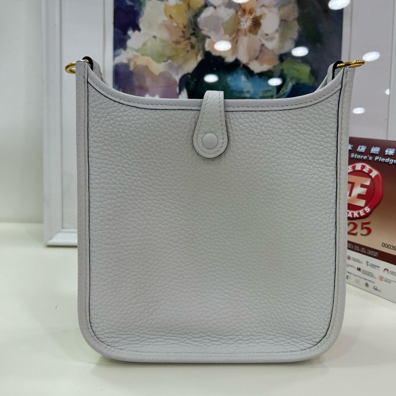 愛馬仕 Mini Evelyne 16 B刻 單肩斜挎包 新白色 金扣全套有單 HERMES mini Evelyne 16 Stamp B New White GHW full set with original receipt-2