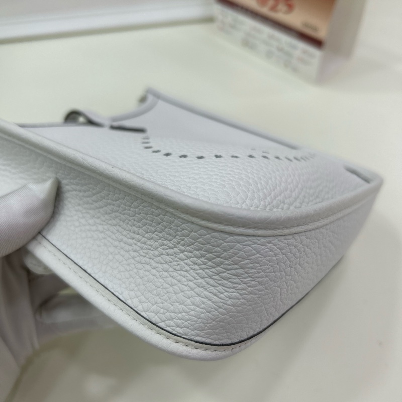 愛馬仕 Mini Evelyne 16 B刻 單肩斜挎包 新白色 金扣全套有單 HERMES mini Evelyne 16 Stamp B New White GHW full set with original receipt-8