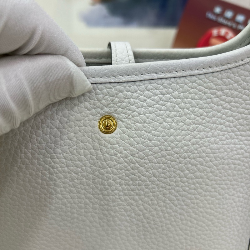 愛馬仕 Mini Evelyne 16 B刻 單肩斜挎包 新白色 金扣全套有單 HERMES mini Evelyne 16 Stamp B New White GHW full set with original receipt-14