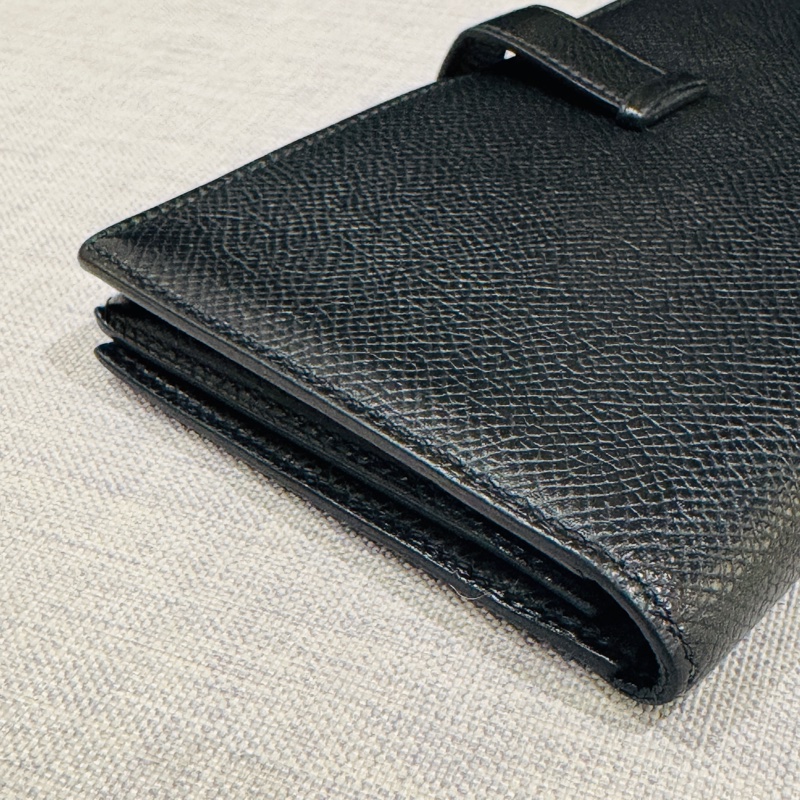 Hermes Bearn 黑色長夾金扣,原廠配件購買證明齊全-8