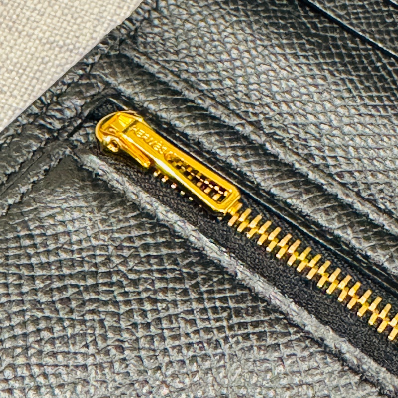 Hermes Bearn 黑色長夾金扣,原廠配件購買證明齊全-15