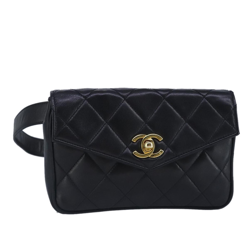 【日本直送】CHANEL Matelasse 腰包 皮革 黑色 CC 正品 yk15762-0
