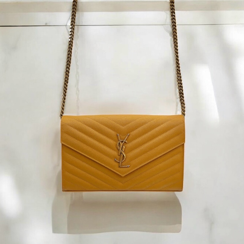 莉亞精品♡YSL 377828  WOC薑黃色 近新美包-0