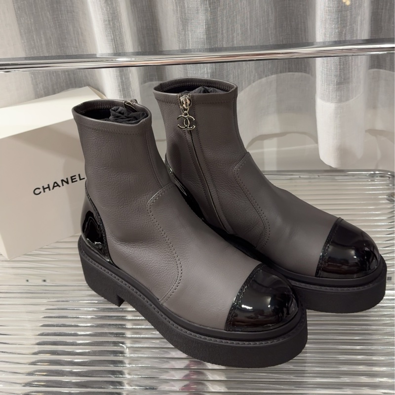 (保留Za)Chanel 黑灰拼色皮革短靴-王心凌同款💛39/40號-0