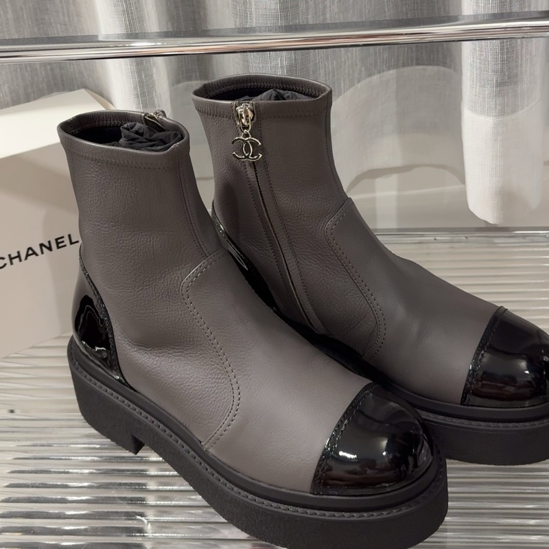 (保留Za)Chanel 黑灰拼色皮革短靴-王心凌同款💛39/40號-12