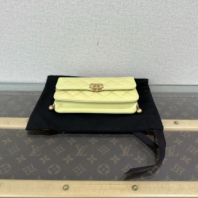 ✨CHANEL 小雞黃雙金珠斜背鍊條包17*9.5*4 全新閒置 配件塵袋盒子-2