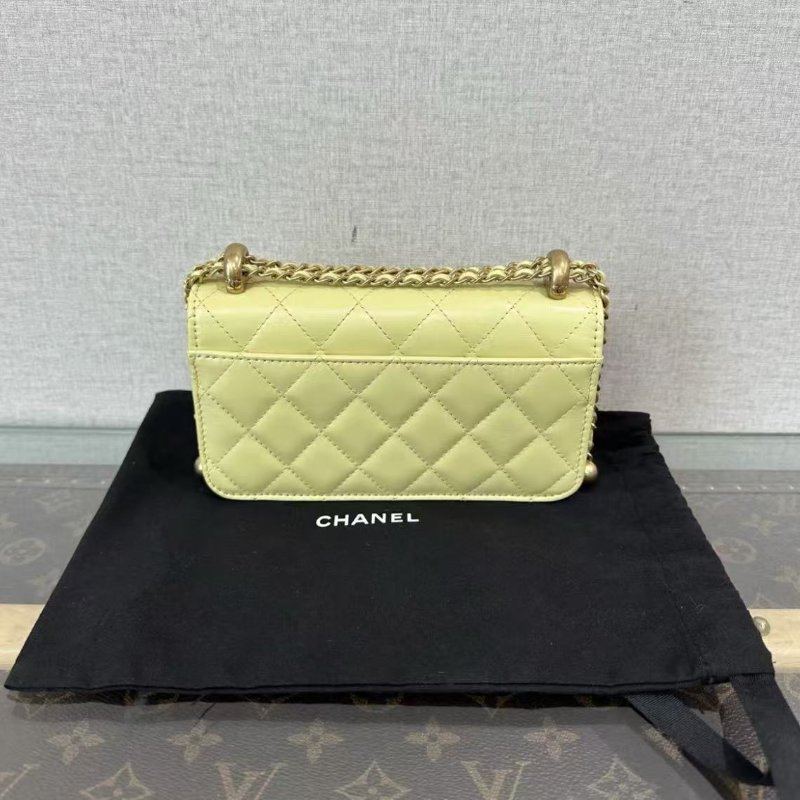 ✨CHANEL 小雞黃雙金珠斜背鍊條包17*9.5*4 全新閒置 配件塵袋盒子-4