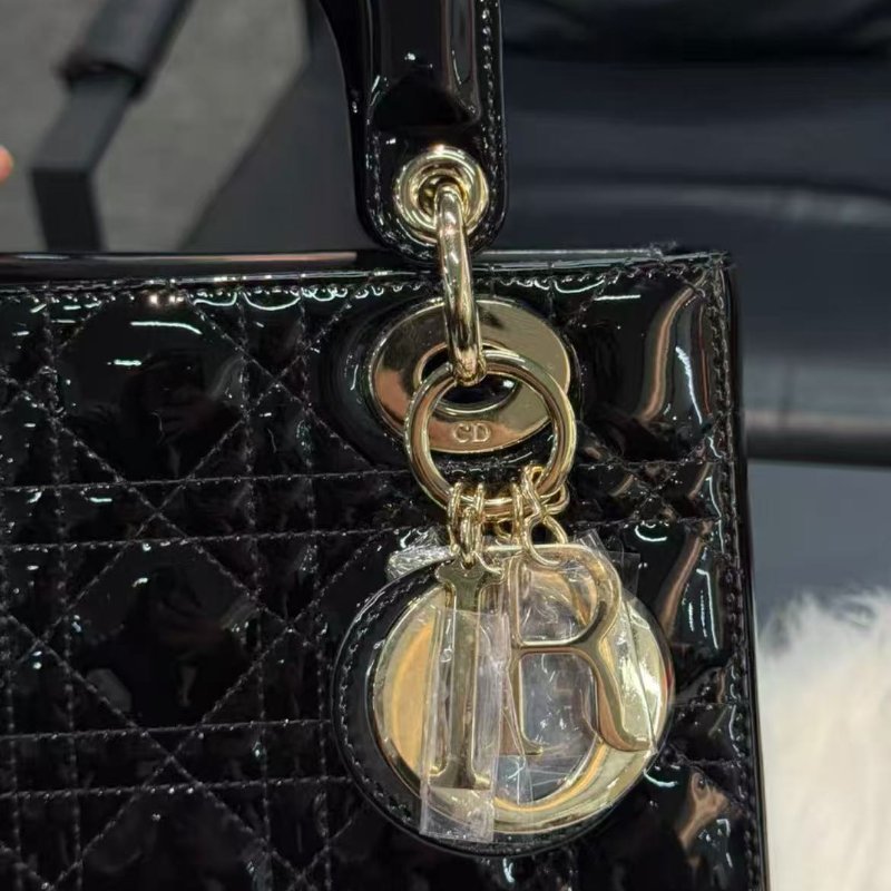Dior 四格黑金漆皮黛妃 全新全原膜 配件塵袋盒子購證保卡-5