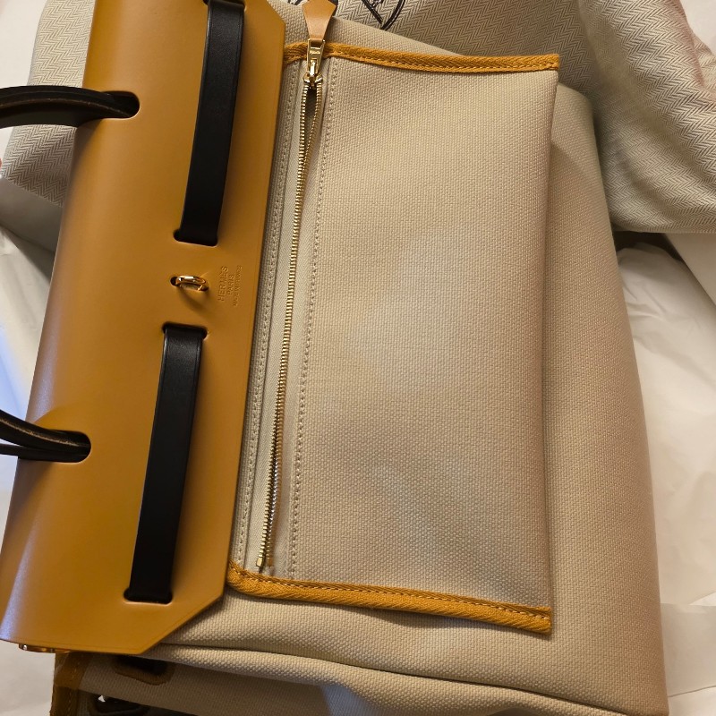 Hermes Herbag31 全新 有購買憑證 米色 拼皮 白金扣LLG HERBAG RIP RT-3