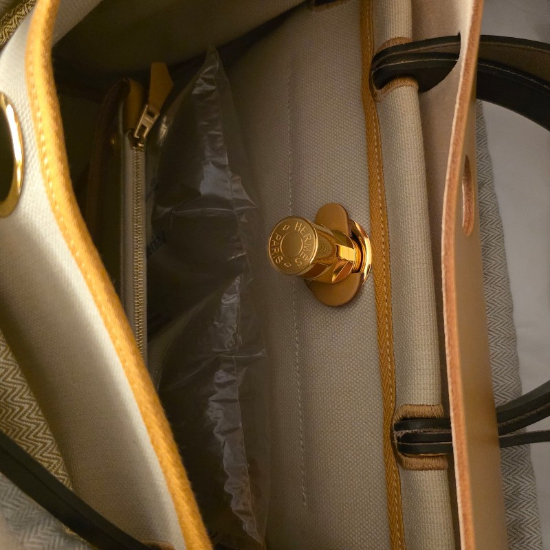 Hermes Herbag31 全新 有購買憑證 米色 拼皮 白金扣LLG HERBAG RIP RT-8