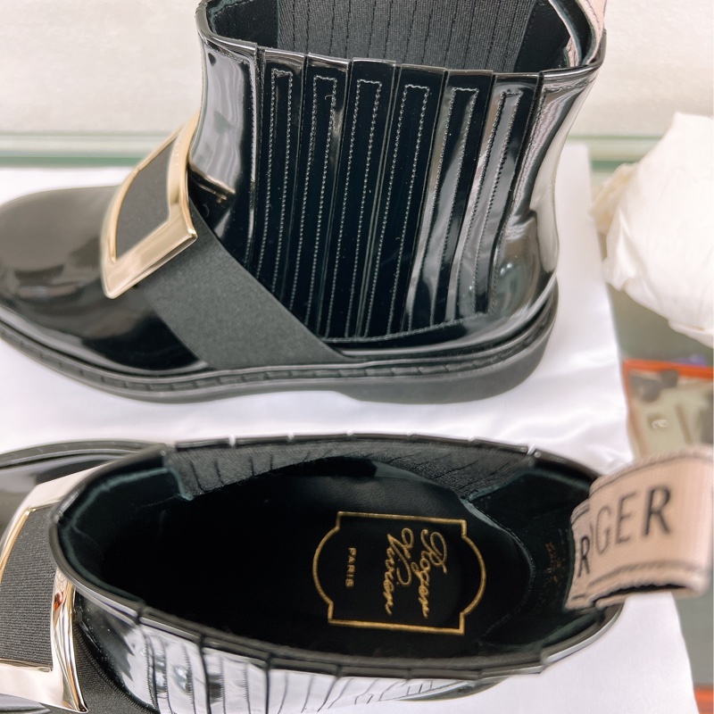 閒置 (37碼) Roger Vivier RV rangers boots 淡金方釦短靴-8
