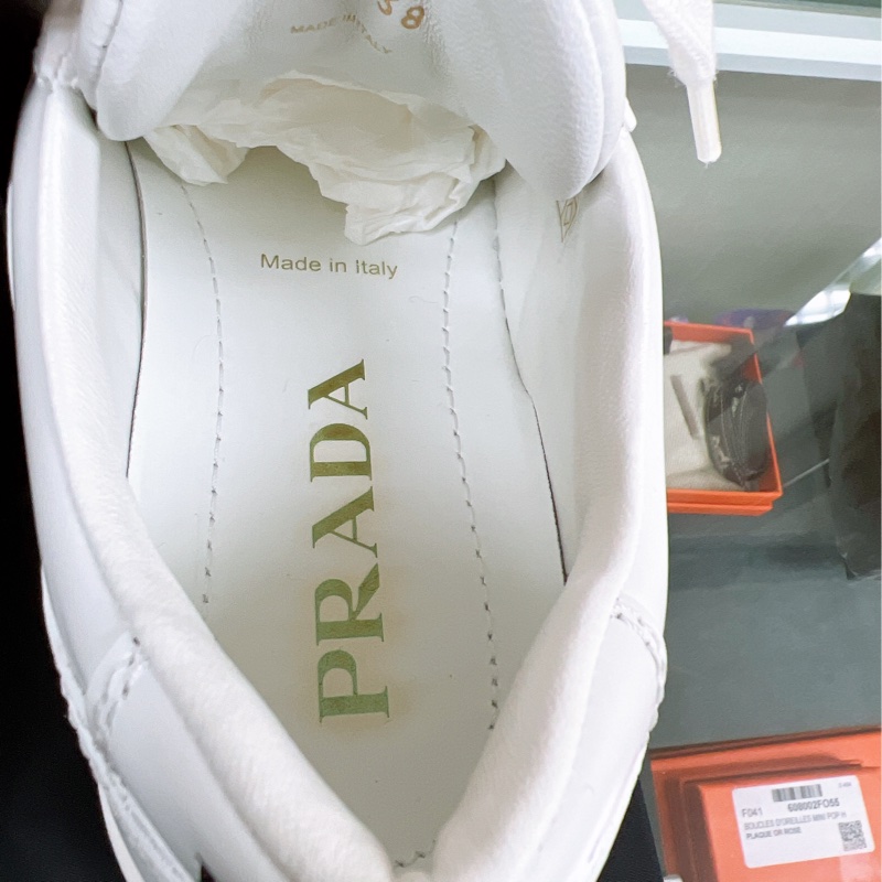 閒置 (38碼) Prada downtown 三角標 厚底球鞋/小白鞋/休閒鞋-4