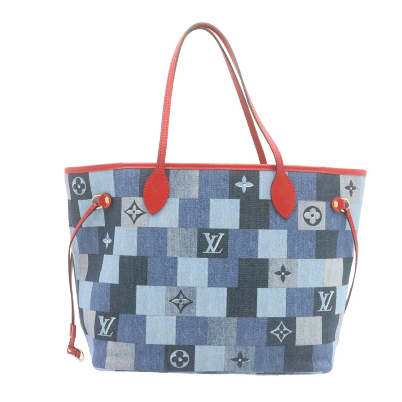 【日本直送】路易威登 Monogram 牛仔布 Neverfull 中型托特包藍色 M44981 LV 授權 22325S-1