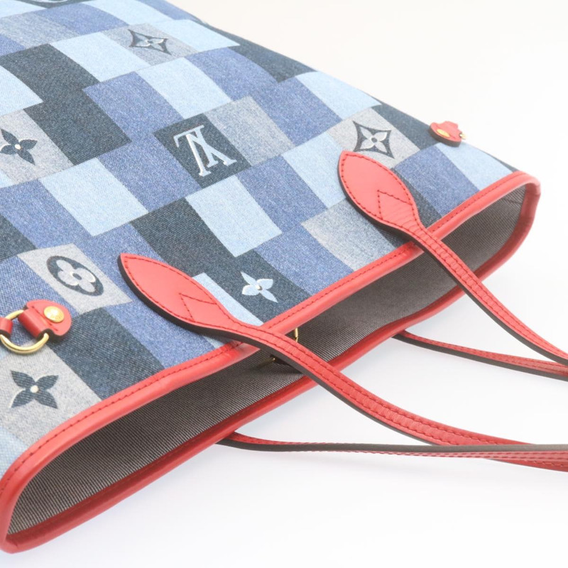 【日本直送】路易威登 Monogram Denim Neverfull MM 手提包 藍色 M44981 LV Auth 22325S-5